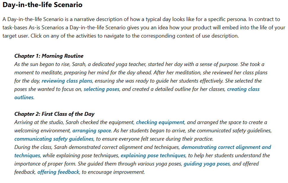 Figure: Day-in-the-life Scenario for Yoga Teacher